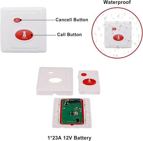 Daytech Panic Alarm Button-Strobe Siren Alarm with Light for Home Caring | 500ft Range, Loud Outdoor SOS Alert System with 2 Red Flashing Siren & 4 Panic Button for Store/Hotel/Jewelry/Shop Security in Kuwait
