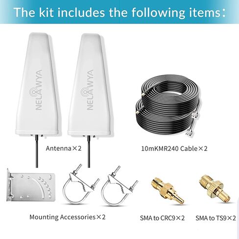 هوائي خلوي دوري 5G 4G LTE في الهواء الطلق مكاسب عالية 7-12 ديسيبل هوائي اتجاهي MIMO خارجي مع كابل منخفض الخسارة 10 أمتار متوافق مع محول مودم راوتر 5G 3G 4G LTE TS9 SMA CRC9 in Kuwait