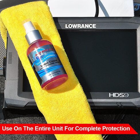 منظف ​​شاشة Bass Boat Saver - مزيل سريع للمياه الصلبة - خالي من الكحول والأمونيا - آمن على الهاتف المحمول Garmin Lowrance Humminbird - زجاجة 4.4 أونصة in Kuwait