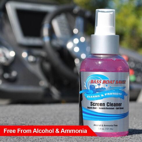 منظف ​​شاشة Bass Boat Saver - مزيل سريع للمياه الصلبة - خالي من الكحول والأمونيا - آمن على الهاتف المحمول Garmin Lowrance Humminbird - زجاجة 4.4 أونصة in Kuwait