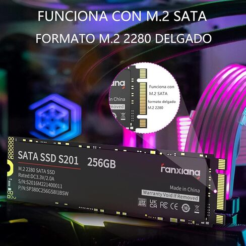 محرك أقراص الحالة الصلبة الداخلي S201 1 تيرابايت M.2 SSD 2280 SATA III 6 جيجابت/ثانية، ذاكرة تخزين مؤقت SLC لزيادة السرعة، سرعة قراءة تصل إلى 550 ميجابايت/ثانية، متوافق مع أجهزة الكمبيوتر المحمول وأجهزة الكمبيوتر المكتبية (أسود) in Kuwait