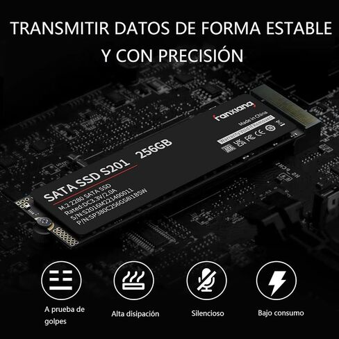 محرك أقراص الحالة الصلبة الداخلي S201 1 تيرابايت M.2 SSD 2280 SATA III 6 جيجابت/ثانية، ذاكرة تخزين مؤقت SLC لزيادة السرعة، سرعة قراءة تصل إلى 550 ميجابايت/ثانية، متوافق مع أجهزة الكمبيوتر المحمول وأجهزة الكمبيوتر المكتبية (أسود) in Kuwait