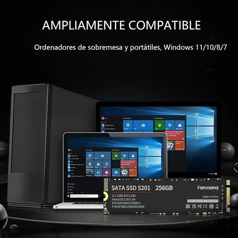 محرك أقراص الحالة الصلبة الداخلي S201 1 تيرابايت M.2 SSD 2280 SATA III 6 جيجابت/ثانية، ذاكرة تخزين مؤقت SLC لزيادة السرعة، سرعة قراءة تصل إلى 550 ميجابايت/ثانية، متوافق مع أجهزة الكمبيوتر المحمول وأجهزة الكمبيوتر المكتبية (أسود) in Kuwait