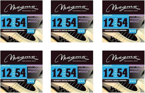 Magma - أوتار جيتار صوتي - 3 مجموعات من أوتار صوتية برونزية فوسفور خفيفة للغاية مقاس 09-46 (.009 بوصة - .046 بوصة) - GA100PB in Saudi Arabia