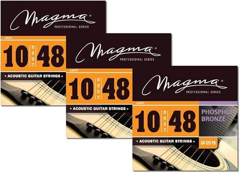 Magma - أوتار جيتار صوتي - 3 مجموعات من أوتار صوتية برونزية فوسفور خفيفة للغاية مقاس 09-46 (.009 بوصة - .046 بوصة) - GA100PB in Saudi Arabia