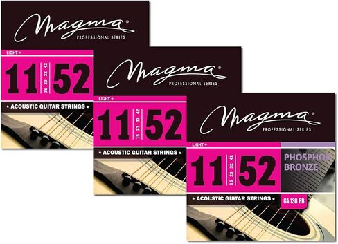 Magma - أوتار جيتار صوتي - 3 مجموعات من أوتار صوتية برونزية فوسفور خفيفة للغاية مقاس 09-46 (.009 بوصة - .046 بوصة) - GA100PB in Saudi Arabia