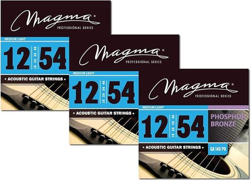 Magma - أوتار جيتار صوتي - 3 مجموعات من أوتار صوتية برونزية فوسفور خفيفة للغاية مقاس 09-46 (.009 بوصة - .046 بوصة) - GA100PB in Saudi Arabia