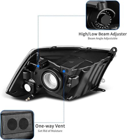 مجموعة المصابيح الأمامية DWVO متوافقة مع 2009-2012 Dodge Ram 1500 2500 3500 Pickup Dual Beam Model 09-12 استبدال المصابيح الأمامية (ليس لنماذج المصابيح الأمامية لجهاز العرض في المصنع ونموذج الشعاع الرباعي) in Kuwait