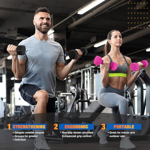 Portzon 10 Colors Options Compatible with Set of 2 Neoprene Dumbbell,1-15 LB, Anti-Slip, Anti-roll, Hex Shape in Saudi Arabia