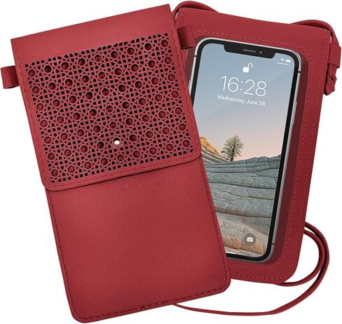 محفظة جلدية أنيقة للهاتف الخلوي للنساء، حقيبة هاتف خفيفة الوزن مع نافذة شفافة وشاشة لمس مقاس 6.7 بوصة، محفظة هاتف مع إغلاق مغناطيسي وحزام كتف قابل للتعديل in Kuwait