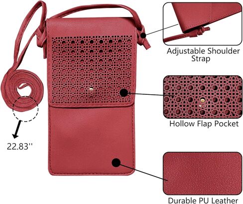 محفظة جلدية أنيقة للهاتف الخلوي للنساء، حقيبة هاتف خفيفة الوزن مع نافذة شفافة وشاشة لمس مقاس 6.7 بوصة، محفظة هاتف مع إغلاق مغناطيسي وحزام كتف قابل للتعديل in Kuwait