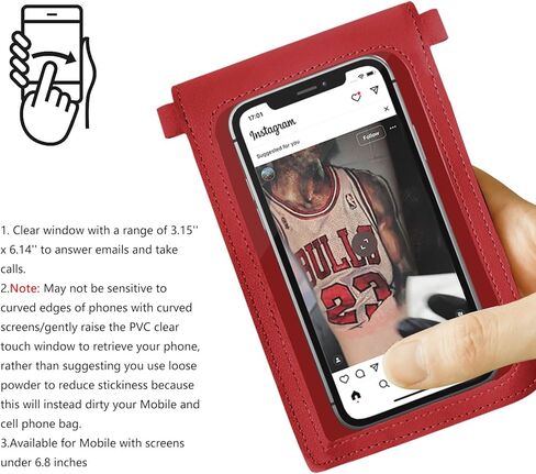 محفظة جلدية أنيقة للهاتف الخلوي للنساء، حقيبة هاتف خفيفة الوزن مع نافذة شفافة وشاشة لمس مقاس 6.7 بوصة، محفظة هاتف مع إغلاق مغناطيسي وحزام كتف قابل للتعديل in Kuwait