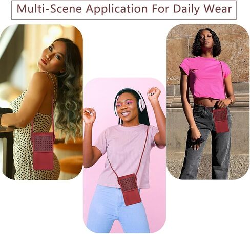 محفظة جلدية أنيقة للهاتف الخلوي للنساء، حقيبة هاتف خفيفة الوزن مع نافذة شفافة وشاشة لمس مقاس 6.7 بوصة، محفظة هاتف مع إغلاق مغناطيسي وحزام كتف قابل للتعديل in Kuwait