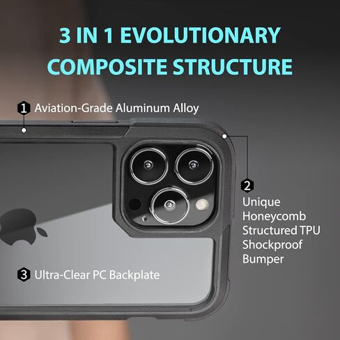 حافظة SWITCHEASY متينة لهاتف iPhone 13 Pro Max مع حزام - Odyssey، حافظة كروس من سبائك الألومنيوم من فئة الطائرات مقاس 6.7 بوصة مع حبل، حماية من الدرجة العسكرية الأمريكية، حزام رقبة أنيق قابل للتعديل (قوس قزح) in Kuwait