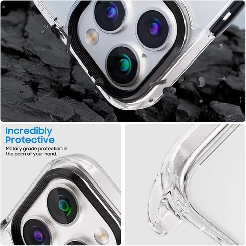 حافظة UYMO Crossbody لهاتف iPhone 15 Pro Max، غطاء كروس مع حزام سلك للرقبة، حافظة شفافة شفافة من البولي كربونات TPU مع 2 واقي شاشة من الزجاج المقسى، قوس قزح in Saudi Arabia