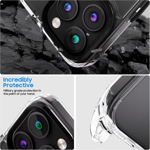 حافظة UYMO Crossbody لهاتف iPhone 15 Pro Max، غطاء كروس مع حزام سلك للرقبة، حافظة شفافة شفافة من البولي كربونات TPU مع 2 واقي شاشة من الزجاج المقسى، قوس قزح in Saudi Arabia