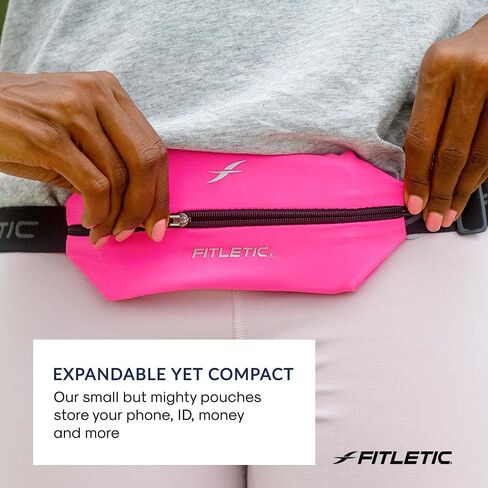 Fitletic Active Lifestyle Fanny Pack وحزام الجري الرياضي الصغير للرجال والنساء - خفيف الوزن، ومنخفض المظهر وتصميم أنيق - حقيبة ليكرا فائقة النعومة وقابلة للتوسيع - تناسب جميع الهواتف - جيب منظم داخلي in Kuwait