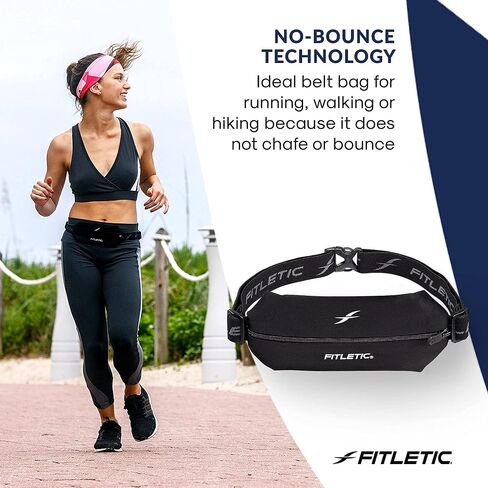 Fitletic Active Lifestyle Fanny Pack وحزام الجري الرياضي الصغير للرجال والنساء - خفيف الوزن، ومنخفض المظهر وتصميم أنيق - حقيبة ليكرا فائقة النعومة وقابلة للتوسيع - تناسب جميع الهواتف - جيب منظم داخلي in Kuwait