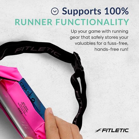 Fitletic Active Lifestyle Fanny Pack وحزام الجري الرياضي الصغير للرجال والنساء - خفيف الوزن، ومنخفض المظهر وتصميم أنيق - حقيبة ليكرا فائقة النعومة وقابلة للتوسيع - تناسب جميع الهواتف - جيب منظم داخلي in Kuwait