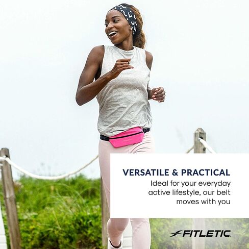 Fitletic Active Lifestyle Fanny Pack وحزام الجري الرياضي الصغير للرجال والنساء - خفيف الوزن، ومنخفض المظهر وتصميم أنيق - حقيبة ليكرا فائقة النعومة وقابلة للتوسيع - تناسب جميع الهواتف - جيب منظم داخلي in Kuwait