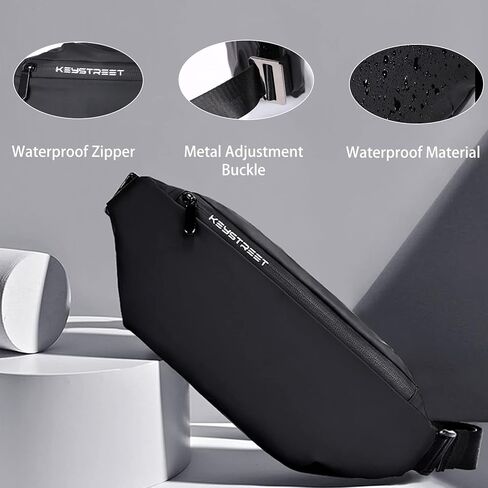 حقيبة كروس فاني للرجال، حقيبة خصر كبيرة مقاومة للماء، حقيبة عصرية بحزام الصدر للرجال أثناء السفر والجري وركوب الدراجات الرياضية، وحمل جميع الهواتف in Kuwait