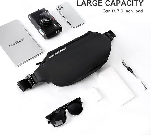 حقيبة كروس فاني للرجال، حقيبة خصر كبيرة مقاومة للماء، حقيبة عصرية بحزام الصدر للرجال أثناء السفر والجري وركوب الدراجات الرياضية، وحمل جميع الهواتف in Kuwait