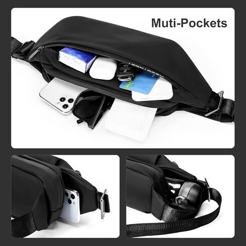 حقيبة كروس فاني للرجال، حقيبة خصر كبيرة مقاومة للماء، حقيبة عصرية بحزام الصدر للرجال أثناء السفر والجري وركوب الدراجات الرياضية، وحمل جميع الهواتف in Kuwait
