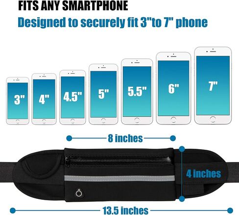 Running Belt Waist Packs,Workout Fanny Pack,Ultra Light Bounce Free Waist Pouch Fitness Workout Belt Sport Waist Pack for Women Men,Adjustable Waistband Bag for All Kinds of Phone (2 Pack-Black+Pink) in Kuwait