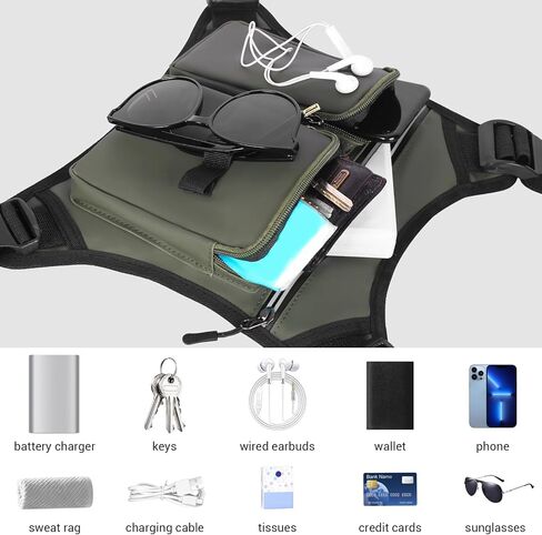 Chest Bag for Men, Waterproof Sports Utility Chest Pack with Water Bottle Holder&Phone Holder, Lightweight&Adjustable EDC Sports Chest Bag for Workout Running Fishing Cycling Hiking Skiing in Kuwait