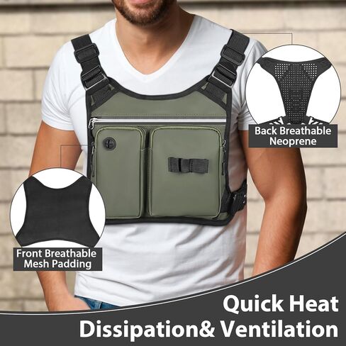 Chest Bag for Men, Waterproof Sports Utility Chest Pack with Water Bottle Holder&Phone Holder, Lightweight&Adjustable EDC Sports Chest Bag for Workout Running Fishing Cycling Hiking Skiing in Kuwait