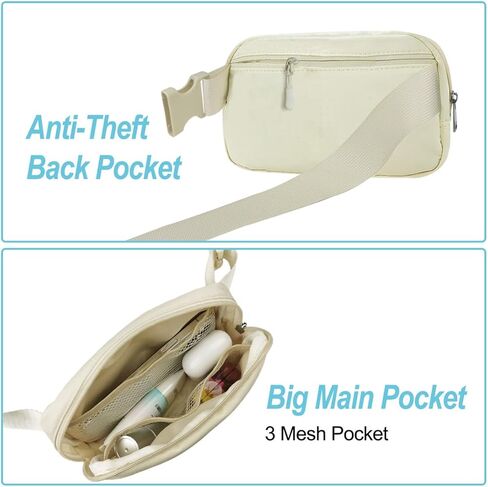 Fanny Pack for Running Women Crossbody Belt Bag Fashionable Cute Waist Pack Bum Bag for Travel Workout Hiking (Beige) in Kuwait