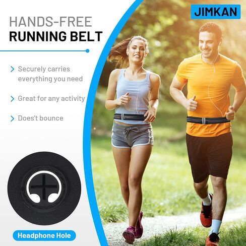 Running Belt for Women Men, Water-resistant Running Fanny Pack with Dual Pockets, Bounce-Free Adjustable Runner Waist Pack Fits Most Cell Phone for Sports Gym Workout Jogging (Black) in Saudi Arabia