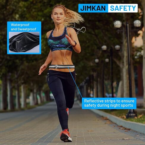 Running Belt for Women Men, Water-resistant Running Fanny Pack with Dual Pockets, Bounce-Free Adjustable Runner Waist Pack Fits Most Cell Phone for Sports Gym Workout Jogging (Black) in Saudi Arabia