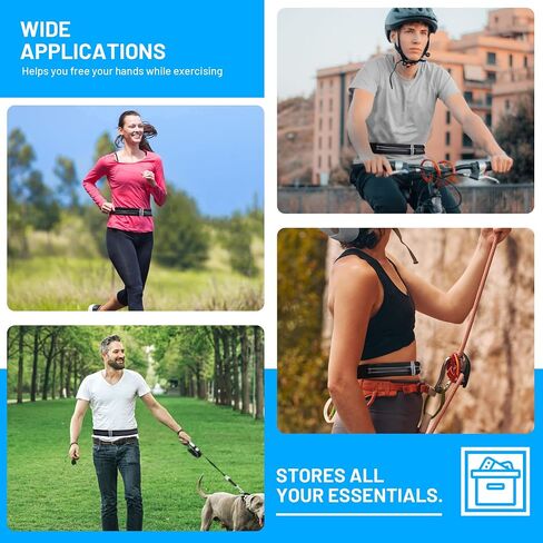 Running Belt for Women Men, Water-resistant Running Fanny Pack with Dual Pockets, Bounce-Free Adjustable Runner Waist Pack Fits Most Cell Phone for Sports Gym Workout Jogging (Black) in Saudi Arabia