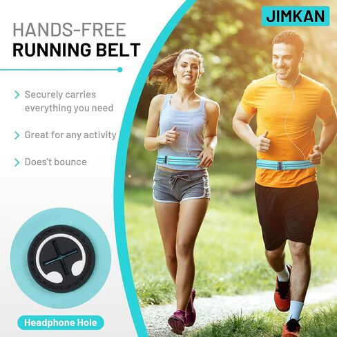 حزام الجري للنساء والرجال، حزمة فاني للجري مقاومة للماء مع جيوب مزدوجة، حقيبة خصر قابلة للتعديل خالية من الارتداد تناسب معظم الهواتف المحمولة للرياضة والتمارين الرياضية والركض (أسود) in Kuwait