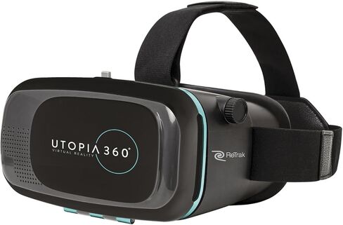 Utopia 360° VR Headset | 3D Virtual Reality Headset for VR Games, 3D Movies, and VR Apps - Compatible with iPhone and Android Smartphones (2018 Virtual Reality Headset Model) Black in Kuwait