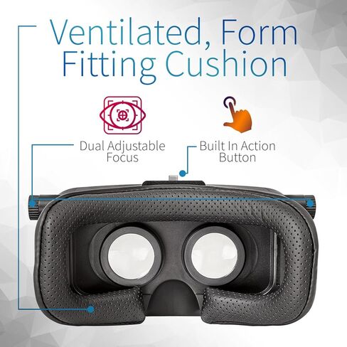 Utopia 360° VR Headset | 3D Virtual Reality Headset for VR Games, 3D Movies, and VR Apps - Compatible with iPhone and Android Smartphones (2018 Virtual Reality Headset Model) Black in Kuwait