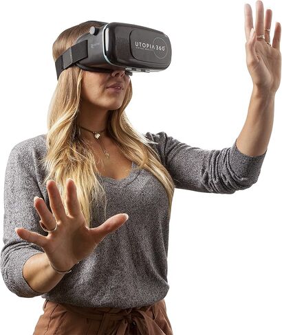 Utopia 360° VR Headset | 3D Virtual Reality Headset for VR Games, 3D Movies, and VR Apps - Compatible with iPhone and Android Smartphones (2018 Virtual Reality Headset Model) Black in Kuwait