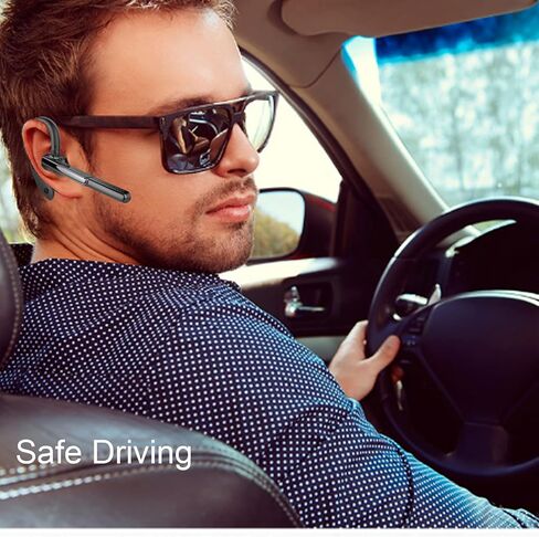 Wireless Headset Wireless Headphone Handsfree Call Earpiece Noise Cancelling Earbud Long Standby Time Earphone Compatible with Smart Cell Phones Trucker Car Driver Business Office Men Women (Grey) in Saudi Arabia