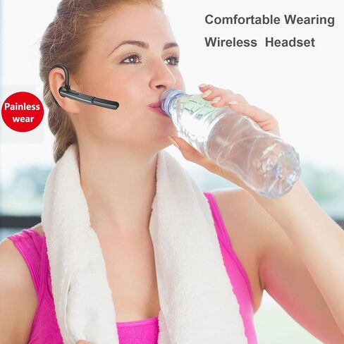 Wireless Headset Wireless Headphone Handsfree Call Earpiece Noise Cancelling Earbud Long Standby Time Earphone Compatible with Smart Cell Phones Trucker Car Driver Business Office Men Women (Grey) in Saudi Arabia