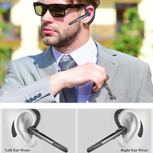 Wireless Headset Wireless Headphone Handsfree Call Earpiece Noise Cancelling Earbud Long Standby Time Earphone Compatible with Smart Cell Phones Trucker Car Driver Business Office Men Women (Grey) in Saudi Arabia