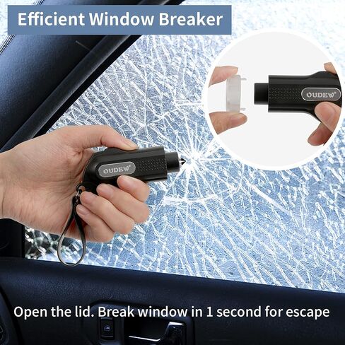 2Pcs Car Window Breaker Seatbelt Cutter, 2-in-1 Emergency Keychain Car Escape Tool, Compact Safety Hammer- Black in Kuwait