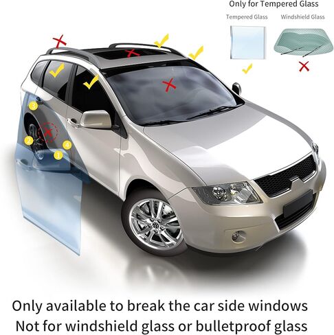 2Pcs Car Window Breaker Seatbelt Cutter, 2-in-1 Emergency Keychain Car Escape Tool, Compact Safety Hammer- Black in Kuwait