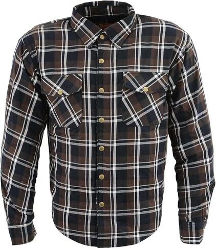 Milwaukee Leather Men's Plaid Flannel Biker Shirt with CE Approved Armor - Reinforced w/Aramid Fibers | MPM - Small in Saudi Arabia