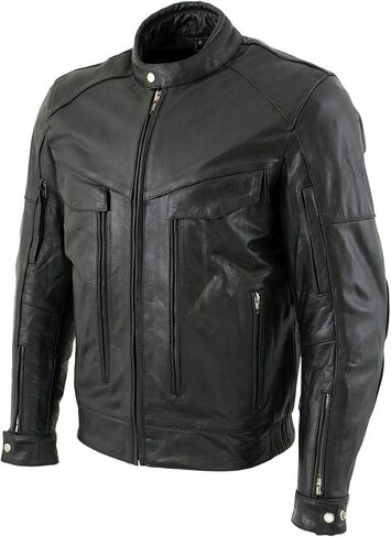 Xelement B4495 Men's Black 'Bandit' Buffalo Leather Cruiser Motorcycle Jacket with X-Armor Protection in Saudi Arabia