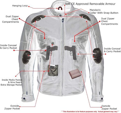Xelement B4495 Men's Black 'Bandit' Buffalo Leather Cruiser Motorcycle Jacket with X-Armor Protection in Saudi Arabia