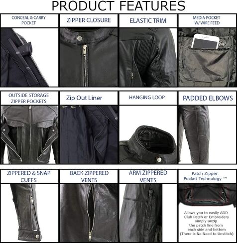 Xelement B4495 Men's Black 'Bandit' Buffalo Leather Cruiser Motorcycle Jacket with X-Armor Protection in Saudi Arabia