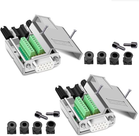 2 قطعة VGA DB15 3Row أنثى محول ، 16 مللي متر أرق حافظة معدنية لحام 3 + 9 D-SUB 15Pin محطة لوحة القطع موصل in Kuwait