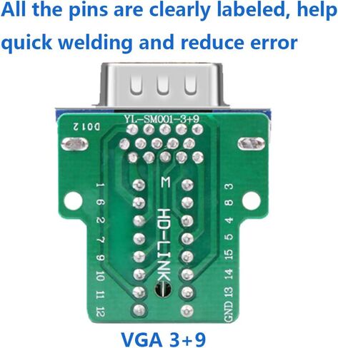 2 قطعة VGA DB15 3Row أنثى محول ، 16 مللي متر أرق حافظة معدنية لحام 3 + 9 D-SUB 15Pin محطة لوحة القطع موصل in Kuwait