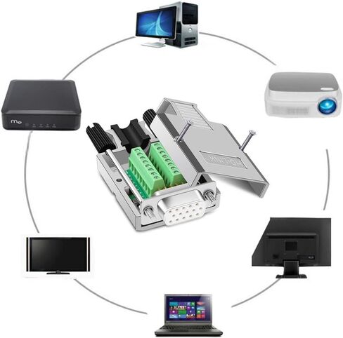 2 قطعة VGA DB15 3Row أنثى محول ، 16 مللي متر أرق حافظة معدنية لحام 3 + 9 D-SUB 15Pin محطة لوحة القطع موصل in Kuwait